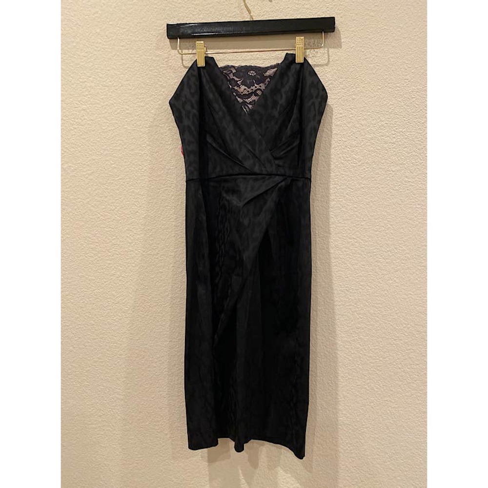 Betsey Johnson Black Strapless Dress Lace Detail Tonal Design Size 8